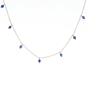 Layerable white gold necklace with delicate Sapphire drops