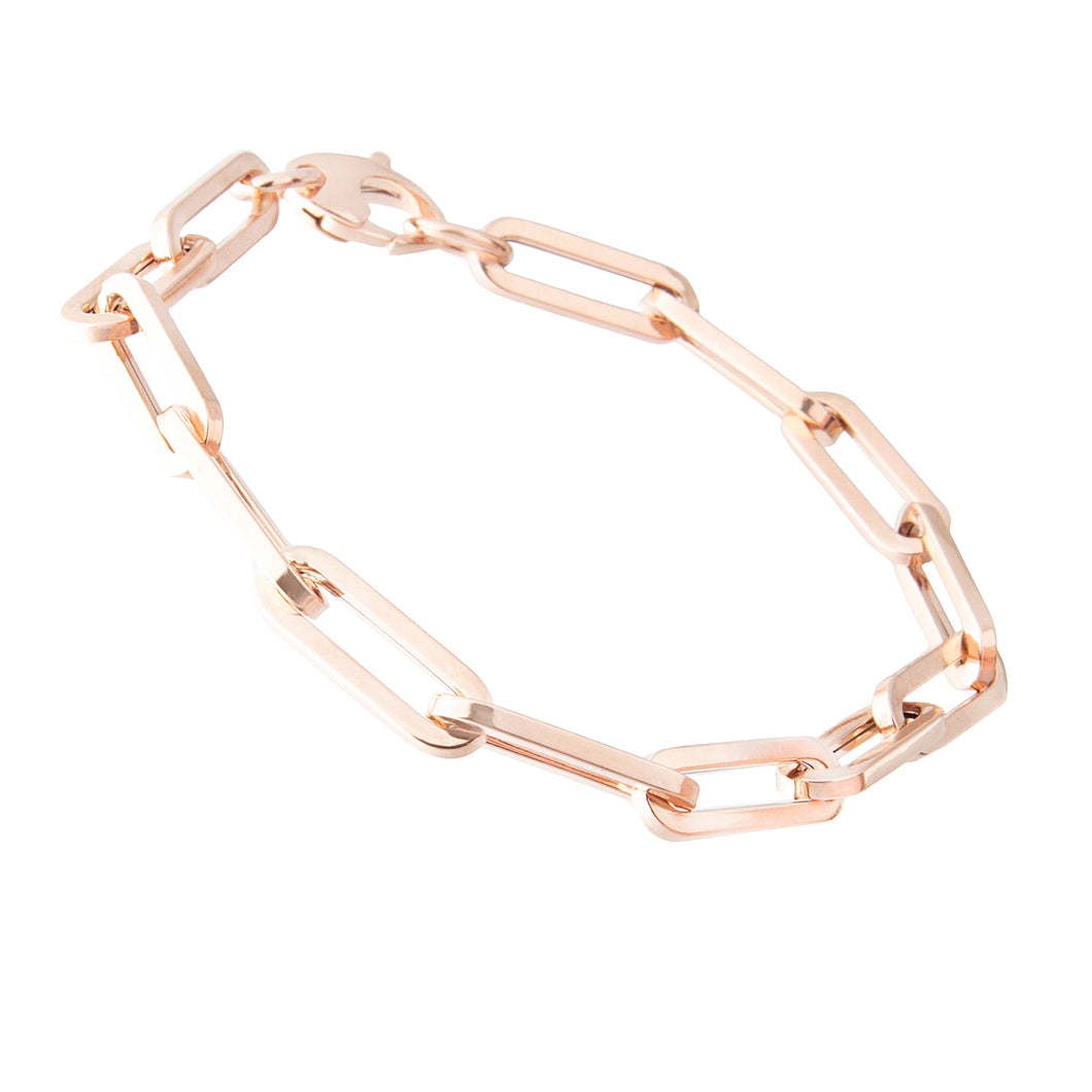 Paperlink chain bracelet in rose gold. available in yellow gold and...