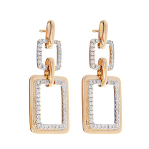 These yellow gold link earrings feature diamonds totaling .36ct