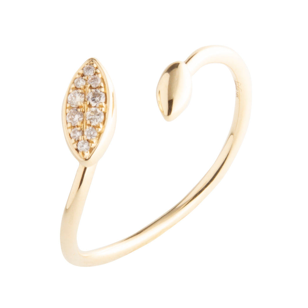 14k yellow gold open face oval diamond ring