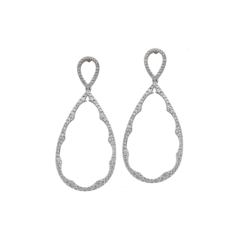 These stunning earrings feature pave set round brilliant cut diamon...