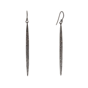 These earrings are in sterling silver with black rhodium and featur...