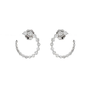 These earrings feature round brilliant cut diamonds that total .86cts.