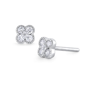 These earrings feature a cluster of diamonds that total .18cts.