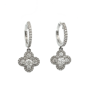 These beautiful 18k white gold earrings feature 100 diamonds on the...