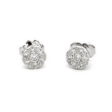 These beautiful 14k white gold stud earrings feature round brillian...