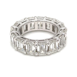 This eternity band features 15 emerald cut diamonds totaling 10.88c...
