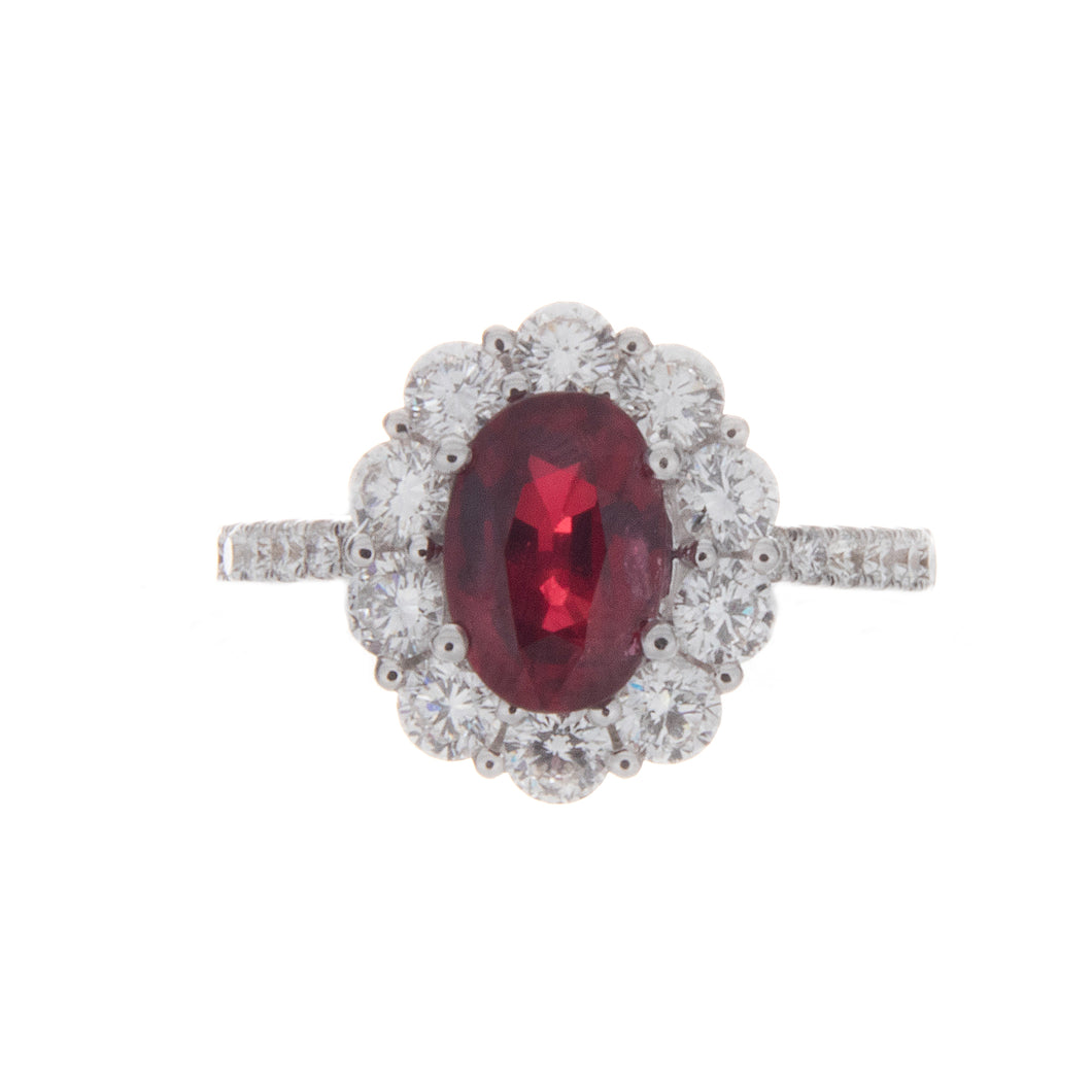 18k White Gold Diamond & Ruby Ring
