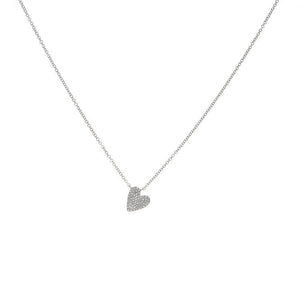 This heart necklace features a pave heart that totals .13cts.
