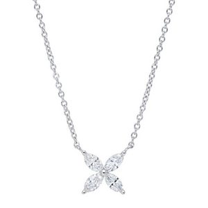 This necklace features round brilliant cut diamonds that total .75cts.