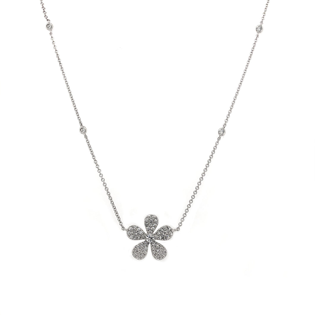 This necklace features round brilliant cut diamonds that total .75cts.