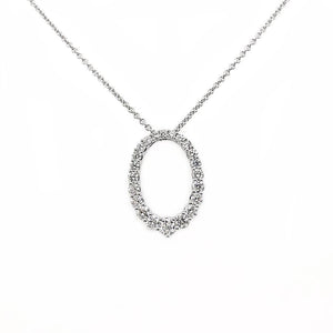 This necklace features round brilliant cut diamonds that total .98cts.