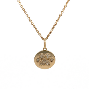 This necklace for dog lovers has a 14k yellow gold disc with a dog ...