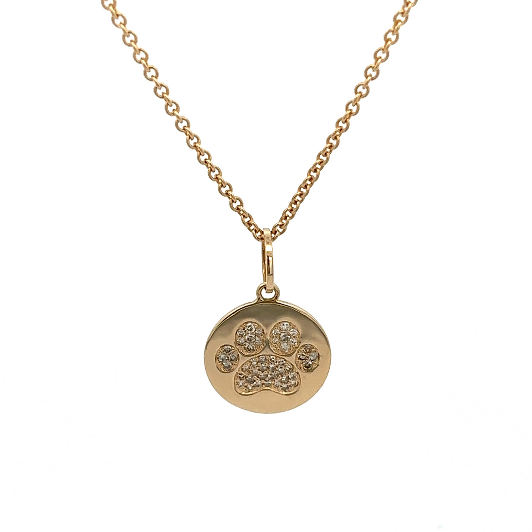 This necklace for dog lovers has a 14k yellow gold disc with a dog ...