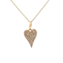 This lovely 14k yellow gold heart shaped charm features pave-set di...
