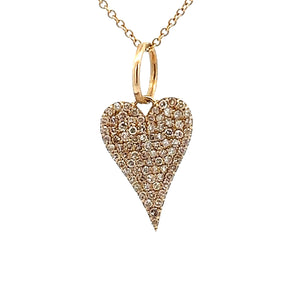 This lovely 14k yellow gold heart shaped charm features pave-set di...