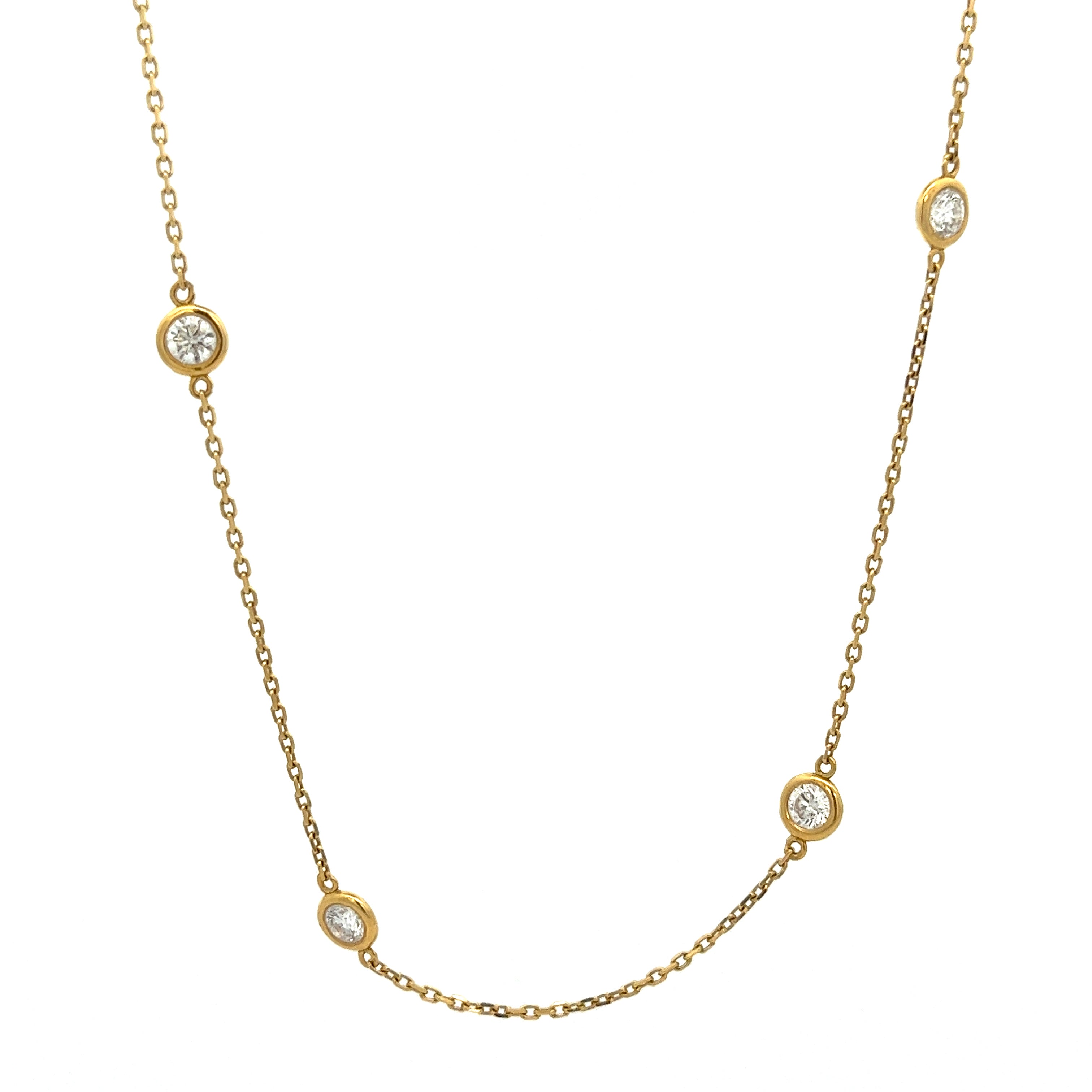 Diamond by the yard 7 station necklace 14k yellow gold - Victoria Jones  Jewelry