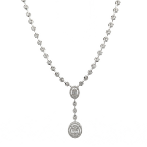 This gorgeous necklace features round brilliant cut and baguette cu...