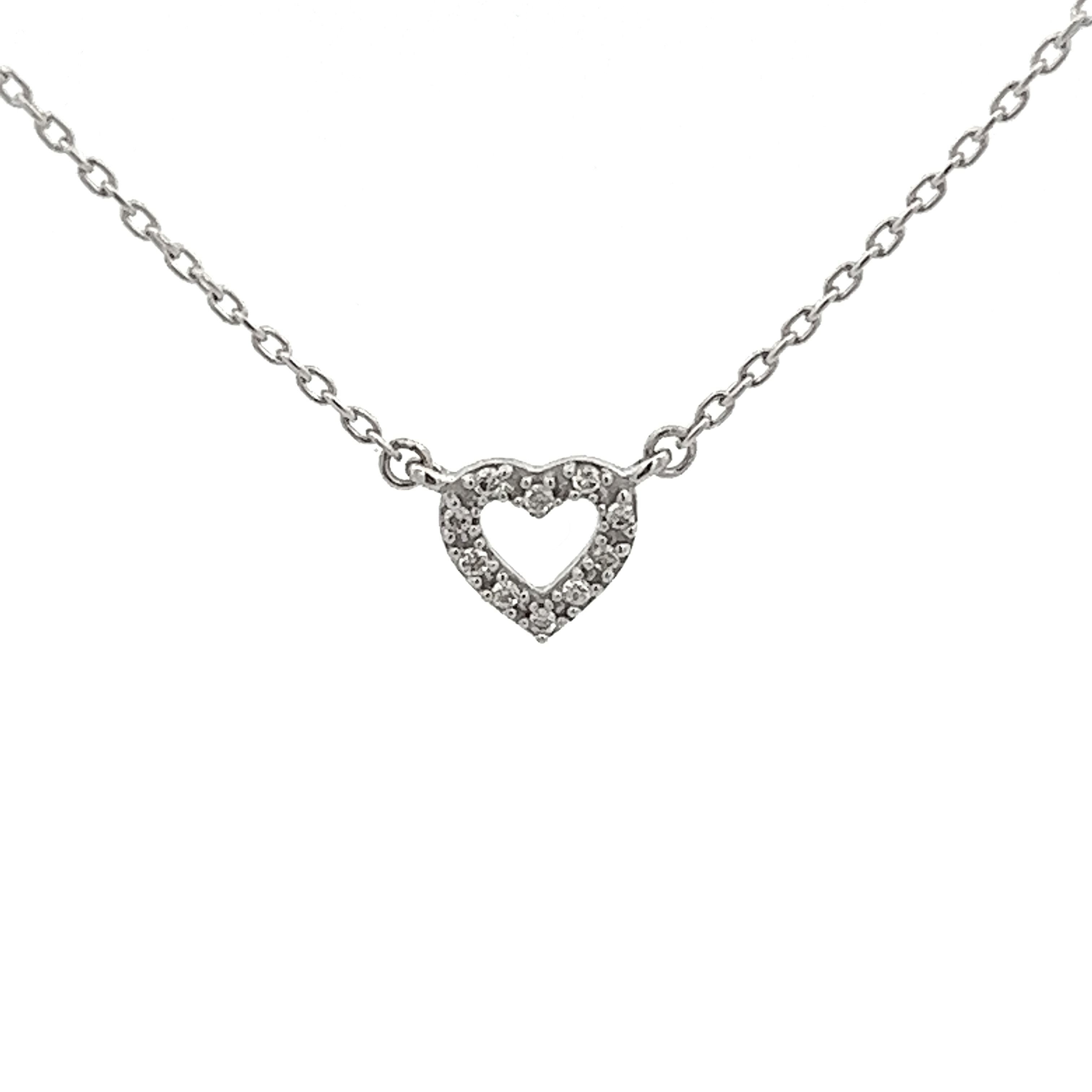165-1371 - 14k White Gold Diamond Heart Necklace – H.L. Gross