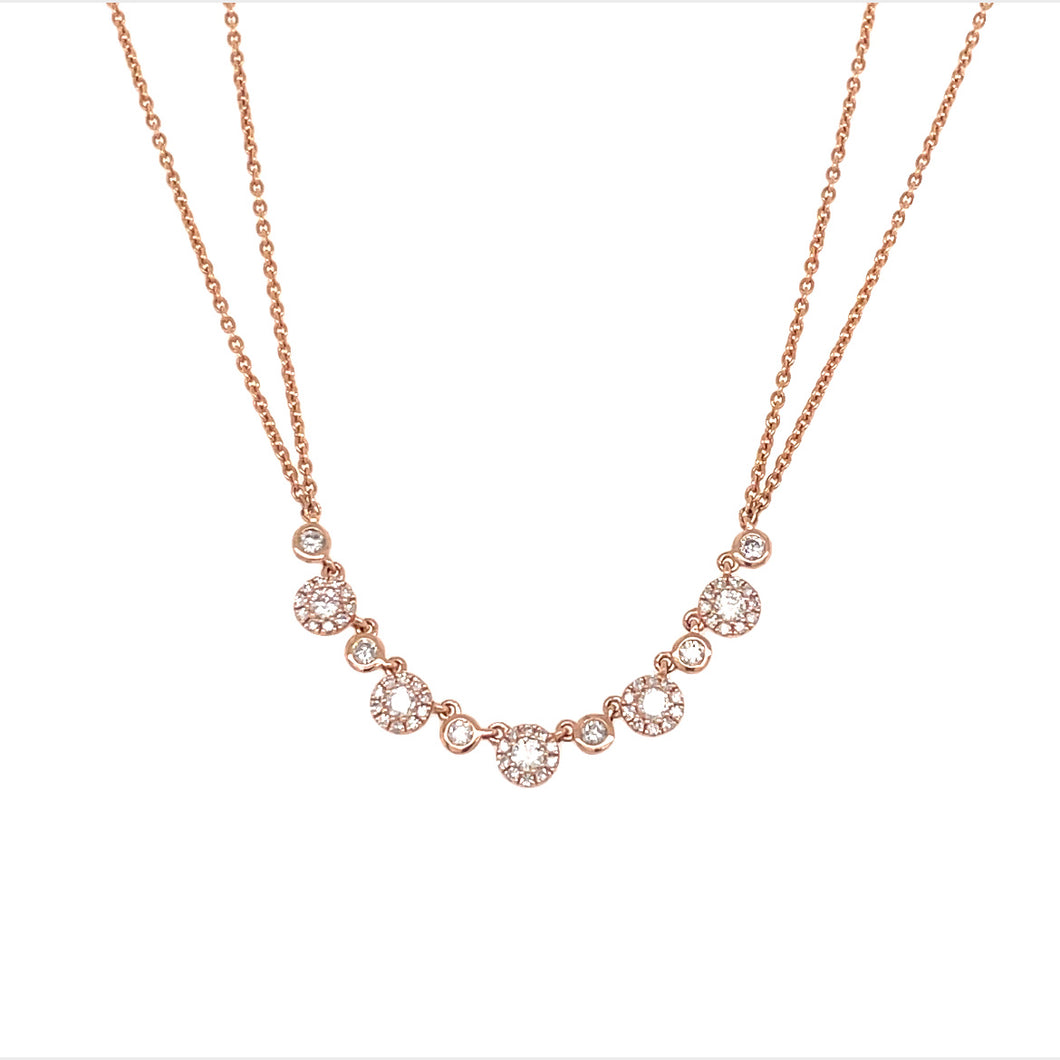 Our dual chain round cluster diamond necklace brings an element of ...