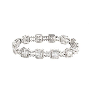 This bracelet features a cluster of baguette and round brilliant cu...