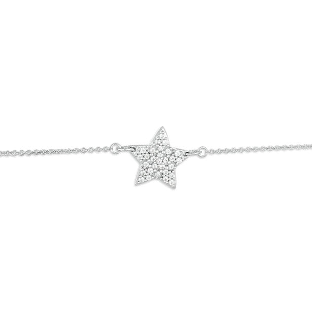 This bracelet features a pave star that totals .05cts.
