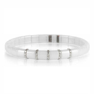 This white ceramic bracelet contains .36cts of round brilliant cut ...