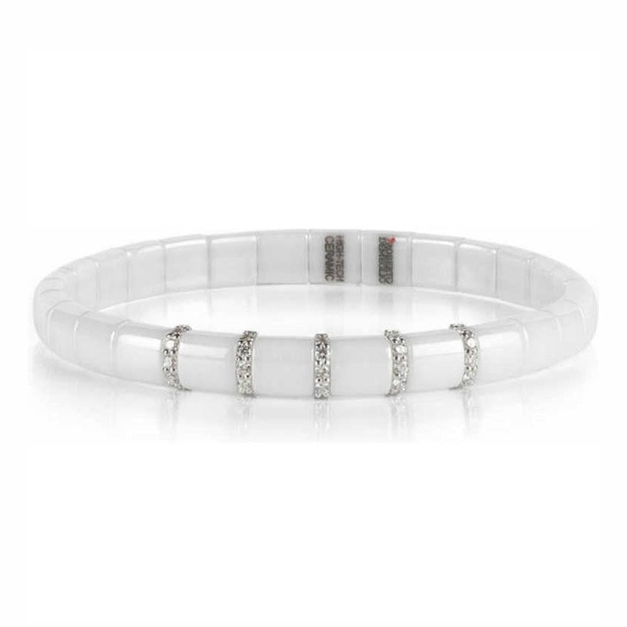 This white ceramic bracelet contains .36cts of round brilliant cut ...