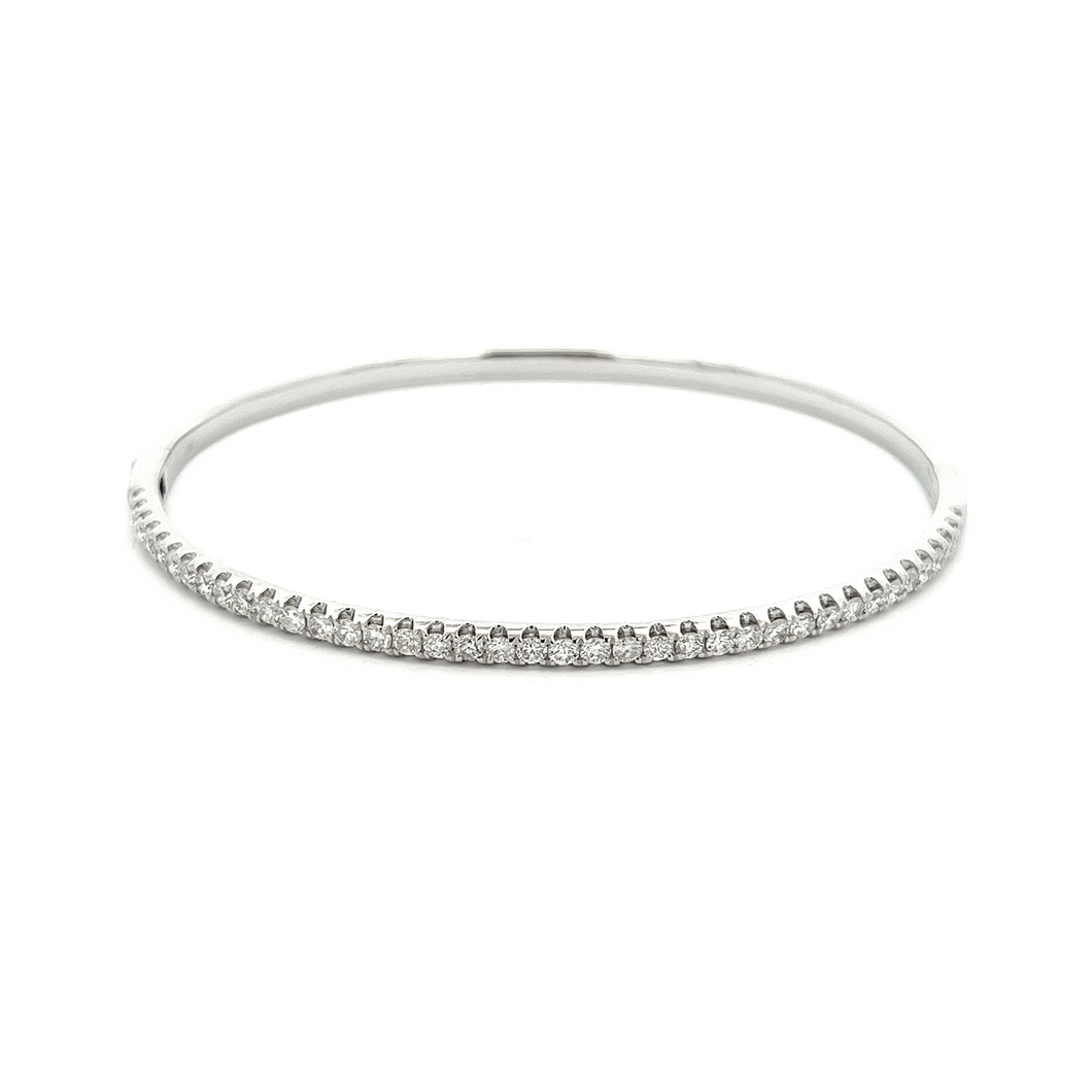 This easy to stack and style 18k white gold bangle features pave-se...