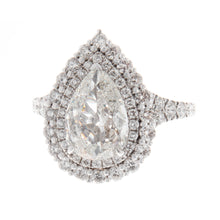 18k white gold pear diamond ring 1.10cts