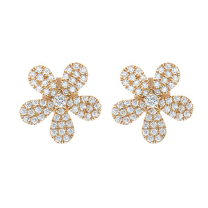 Dainty 18k yellow gold stud earrings with diamonds totaling .46ct i...