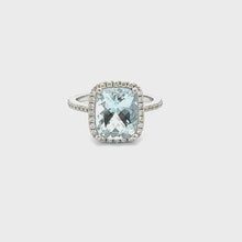 14k White Gold Diamond & Aquamarine Ring