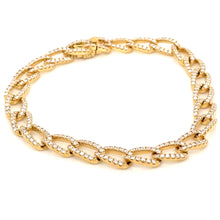 This beautiful link chain bracelet features pave set diamonds total...