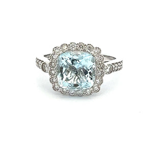 This beautiful 14k white gold ring features a 2.75ct Aquamarine in ...