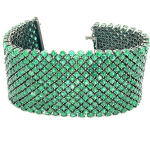 This show-stopper bracelet features Green Emeralds set in sterling ...