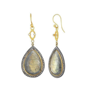 These earrings from Sara Weinstock  feature a labrodite drop with a...