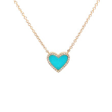Diamond & Turquoise Mini Heart Necklace
