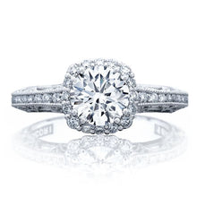 Tacori Channel & Pave Diamond Engagement Ring w/ Cushion Bloom