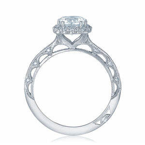 Tacori Channel & Pave Diamond Engagement Ring w/ Cushion Bloom