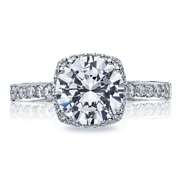 Tacori Halo Engagement Ring w/ Pave Set Diamonds