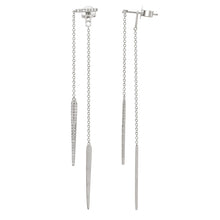 These earrings features chain drops with pave set round brilliant c...