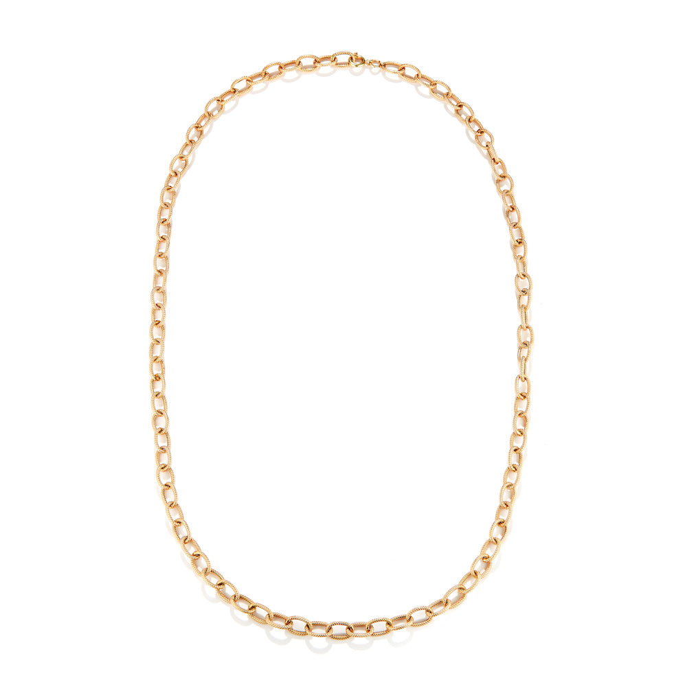 This necklace is in 14k yellow gold.