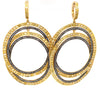 yellow and gray diamond double hoop earrings