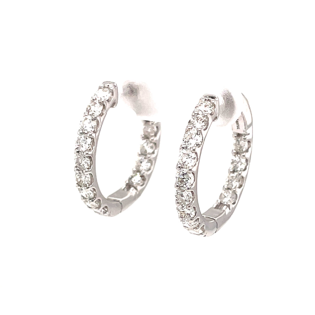 With inner and outer diamonds totaling 2ct, these 14k white gold ho...