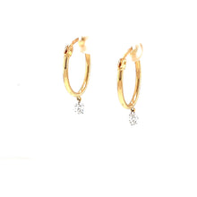 18k Yellow Gold Hoops With Diamond Drops