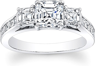 3-Stone Asscher Cut Diamond Engagement Ring