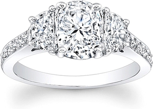 3-Stone Half Moon Diamond Engagement Ring