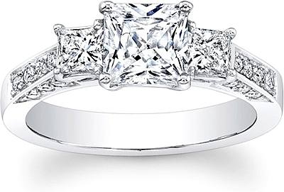 3-Stone Princess Cut Diamond Engagement ring