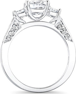 3-Stone Princess Cut Diamond Engagement ring