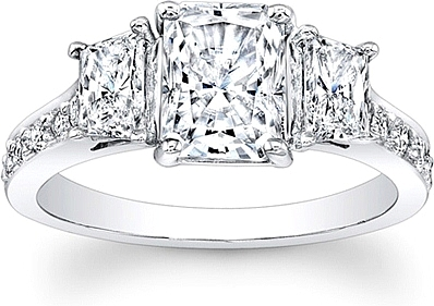 3-Stone Trapezoid Diamond Engagement Ring